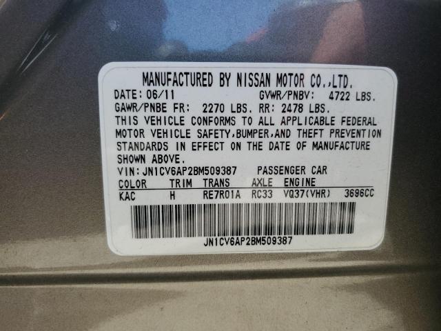 54803104 :رقم المزاد ، JN1CV6AP2BM509387 vin ، 2011 Infiniti G37 Base مزاد بيع