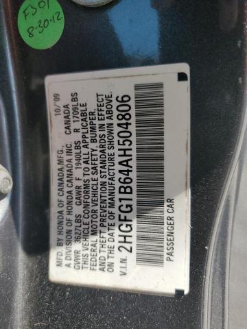Aukcja sprzedaży 2010 Honda Civic Lx, vin: 2HGFG1B64AH504806, numer aukcji: 55940234