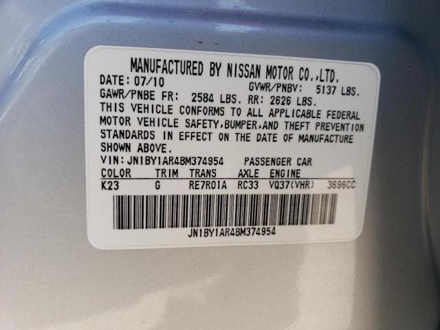 53582434 :رقم المزاد ، JN1BY1AR4BM374954 vin ، 2011 Infiniti M37 X مزاد بيع