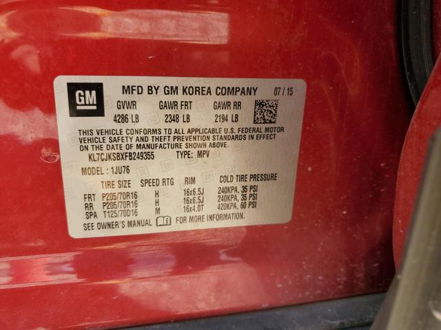 Продажа на аукционе авто 2015 Chevrolet Trax Ls, vin: KL7CJKSBXFB249355, номер лота: 56070124