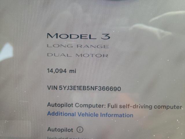 Продажа на аукционе авто 2022 Tesla Model 3, vin: 5YJ3E1EB5NF366690, номер лота: 57242944
