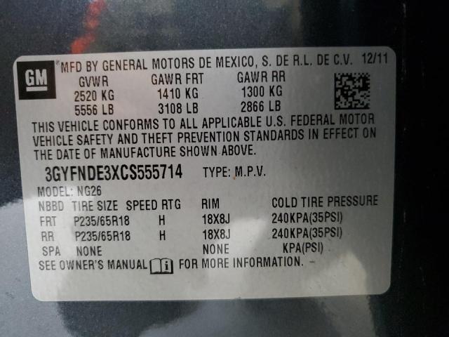 56033454 :رقم المزاد ، 3GYFNDE3XCS555714 vin ، 2012 Cadillac Srx Luxury Collection مزاد بيع