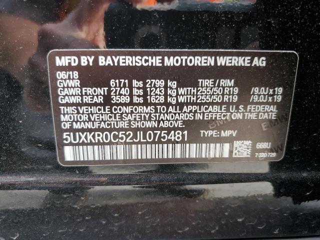 Продаж на аукціоні авто 2018 Bmw X5 Xdrive3, vin: 5UXKR0C52JL075481, номер лоту: 52766074