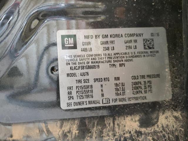 2016 Buick Encore Convenience მანქანა იყიდება აუქციონზე, vin: KL4CJFSB1GB660519, აუქციონის ნომერი: 55333244