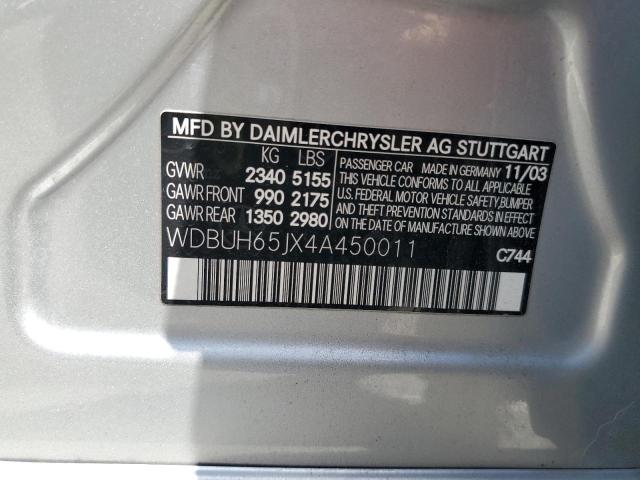 Продаж на аукціоні авто 2004 Mercedes-benz E 320, vin: WDBUH65JX4A450011, номер лоту: 53350744