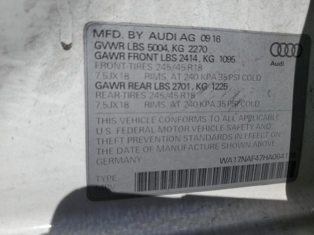 54349854 :رقم المزاد ، WA17NAF47HA064178 vin ، 2017 Audi A4 Allroad Premium مزاد بيع