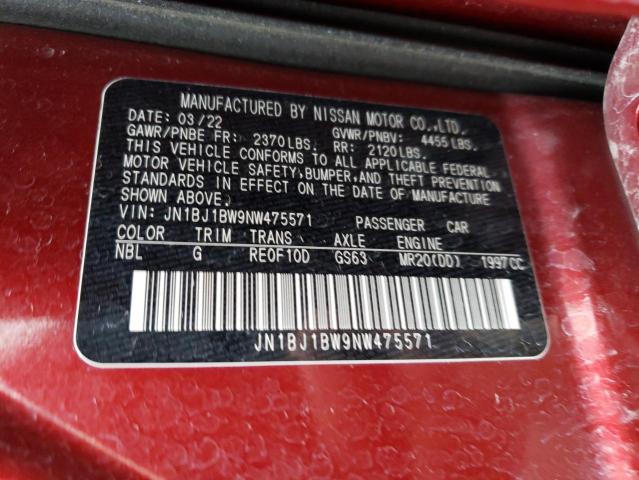 53835604 :رقم المزاد ، JN1BJ1BW9NW475571 vin ، 2022 Nissan Rogue Sport Sv مزاد بيع