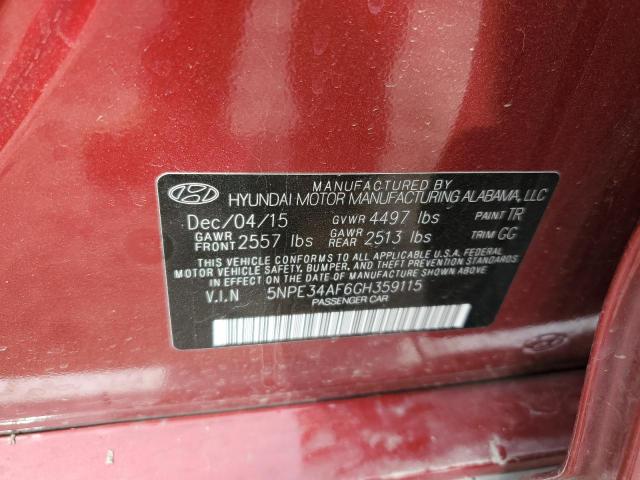 53416694 :رقم المزاد ، 5NPE34AF6GH359115 vin ، 2016 Hyundai Sonata Sport مزاد بيع