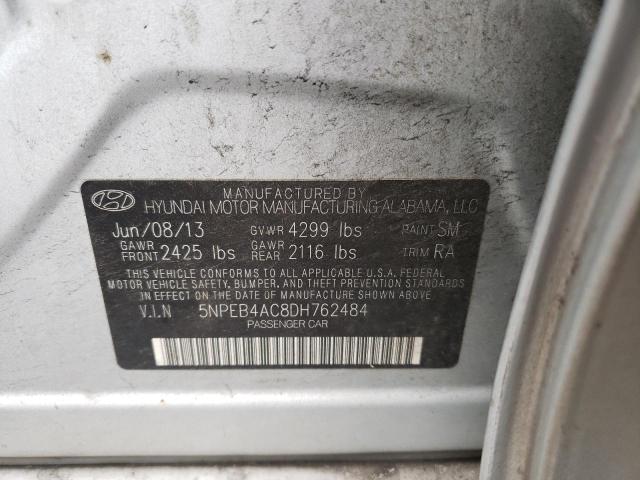 2013 Hyundai Sonata Gls მანქანა იყიდება აუქციონზე, vin: 5NPEB4AC8DH762484, აუქციონის ნომერი: 54319724