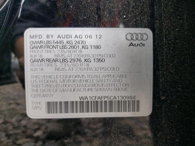 2012 Audi Q5 Premium მანქანა იყიდება აუქციონზე, vin: WA1CFAFP5CA130984, აუქციონის ნომერი: 54152504