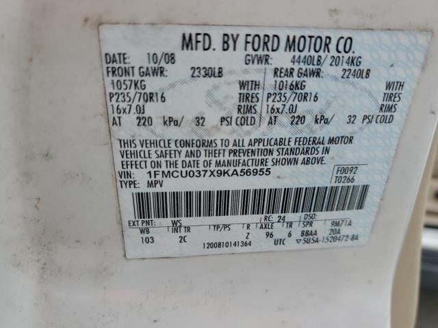 54315384 :رقم المزاد ، 1FMCU037X9KA56955 vin ، 2009 Ford Escape Xlt مزاد بيع