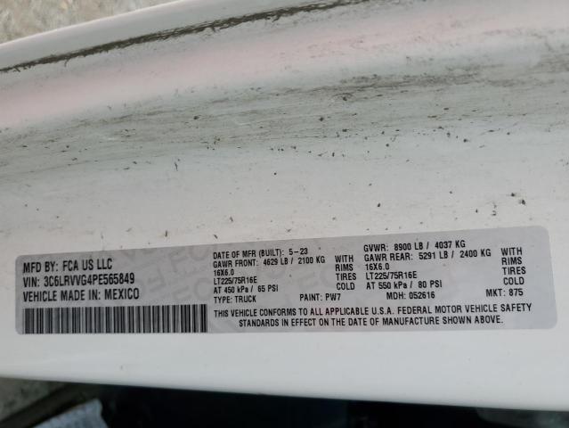 55879394 :رقم المزاد ، 3C6LRVVG4PE565849 vin ، 2023 Ram Promaster 2500 2500 Standard مزاد بيع
