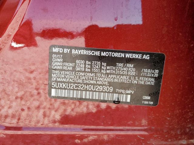56703254 :رقم المزاد ، 5UXKU2C32H0U29309 vin ، 2017 Bmw X6 Xdrive35i مزاد بيع