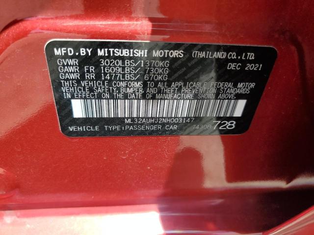 Продаж на аукціоні авто 2022 Mitsubishi Mirage, vin: ML32AUHJ2NH003147, номер лоту: 56901404