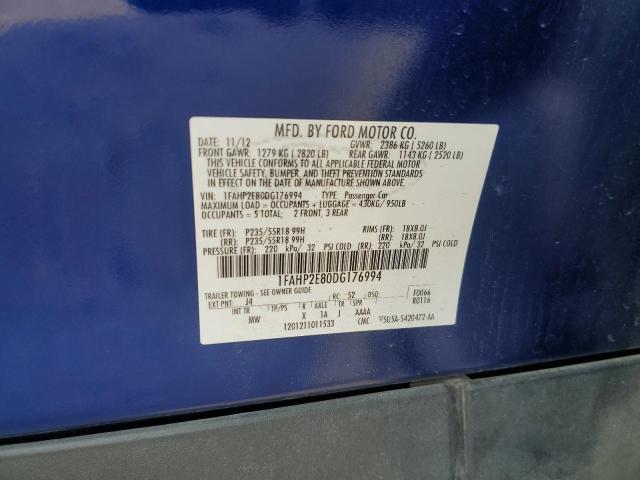 2013 Ford Taurus Sel მანქანა იყიდება აუქციონზე, vin: 1FAHP2E80DG176994, აუქციონის ნომერი: 53650384