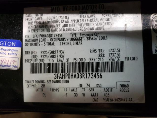 53099444 :رقم المزاد ، 3FAHP0HA0BR173456 vin ، 2011 Ford Fusion Se مزاد بيع