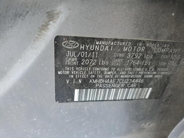 2012 Hyundai Elantra მანქანა იყიდება აუქციონზე, vin: KMHDH4AE7CU234446, აუქციონის ნომერი: 54823284