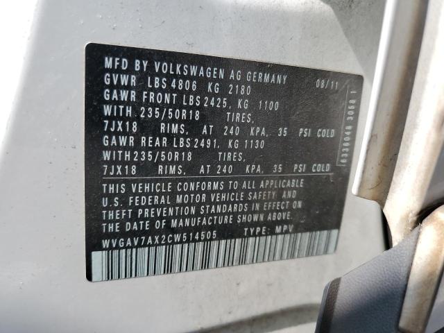 Продаж на аукціоні авто 2012 Volkswagen Tiguan S, vin: WVGAV7AX2CW514505, номер лоту: 53142694