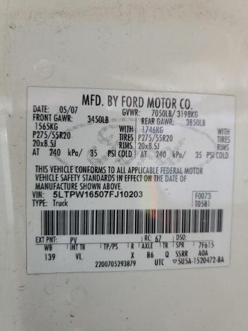 Продаж на аукціоні авто 2007 Lincoln Mark Lt, vin: 5LTPW16507FJ10203, номер лоту: 52379084