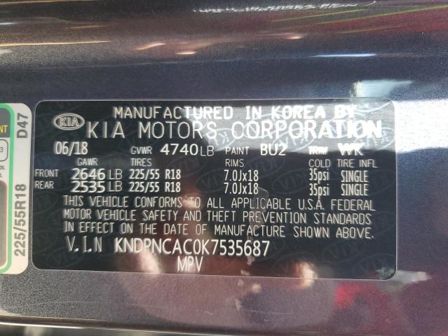 Продажа на аукционе авто 2019 Kia Sportage Ex, vin: KNDPNCAC0K7535687, номер лота: 53283594