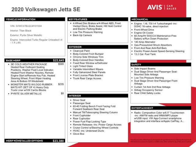2020 Volkswagen Jetta S მანქანა იყიდება აუქციონზე, vin: 3VWC57BU2LM101594, აუქციონის ნომერი: 56115394
