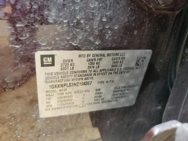 53282864 :رقم المزاد ، 1GKKNPLS3HZ194387 vin ، 2017 Gmc Acadia Denali مزاد بيع