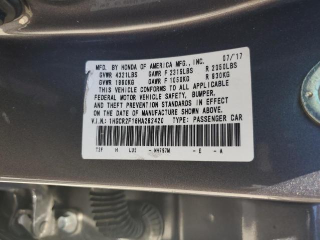 Aukcja sprzedaży 2017 Honda Accord Sport Special Edition, vin: 1HGCR2F16HA262420, numer aukcji: 53452944