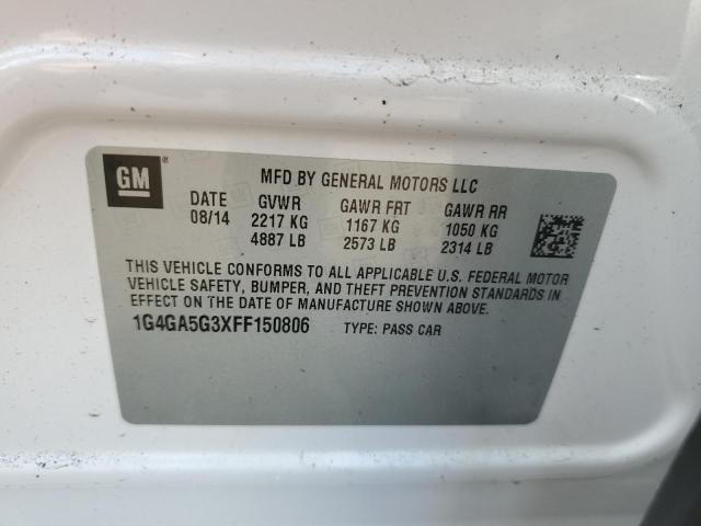 53324484 :رقم المزاد ، 1G4GA5G3XFF150806 vin ، 2015 Buick Lacrosse مزاد بيع