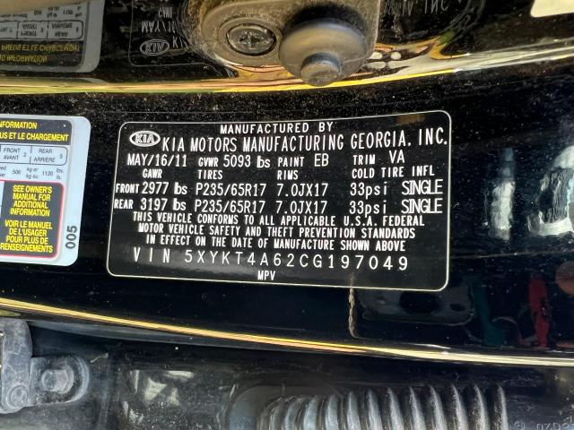 2012 Kia Sorento Base მანქანა იყიდება აუქციონზე, vin: 5XYKT4A62CG197049, აუქციონის ნომერი: 55043994