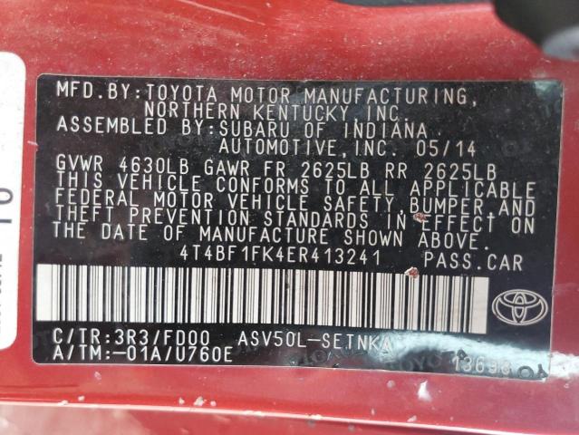 Продажа на аукционе авто 2014 Toyota Camry L, vin: 4T4BF1FK4ER413241, номер лота: 55678914