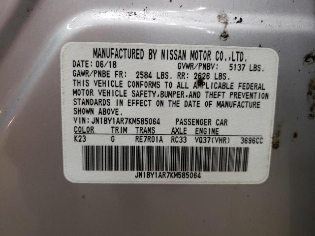 Aukcja sprzedaży 2019 Infiniti Q70 3.7 Luxe, vin: JN1BY1AR7KM585064, numer aukcji: 53137654