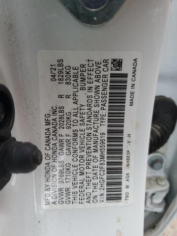 Продаж на аукціоні авто 2021 Honda Civic Sport, vin: 2HGFC2F83MH559619, номер лоту: 55348944