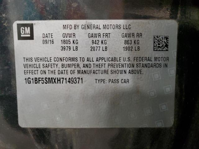 2017 Chevrolet Cruze Premier მანქანა იყიდება აუქციონზე, vin: 1G1BF5SMXH7149371, აუქციონის ნომერი: 53624684