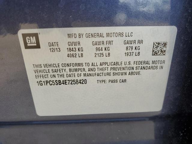 Продаж на аукціоні авто 2014 Chevrolet Cruze Lt, vin: 1G1PC5SB4E7258420, номер лоту: 55626114