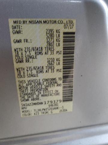 52895534 :رقم المزاد ، 5N1AZ2MH0HN179379 vin ، 2017 Nissan Murano S مزاد بيع