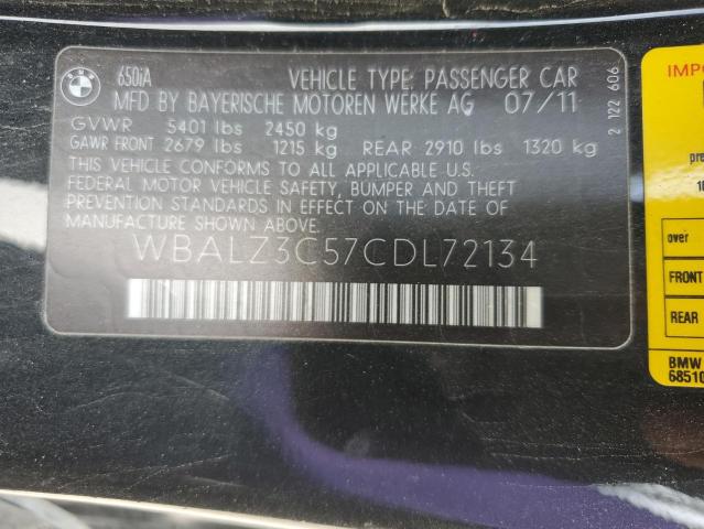 Продажа на аукционе авто 2012 Bmw 650 I, vin: WBALZ3C57CDL72134, номер лота: 57076144