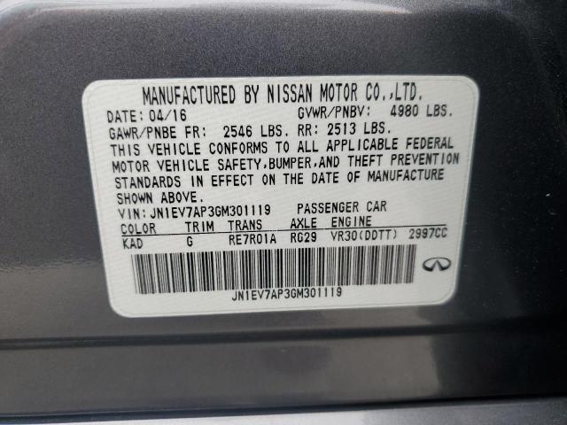 Aukcja sprzedaży 2016 Infiniti Q50 Premium, vin: JN1EV7AP3GM301119, numer aukcji: 55330014