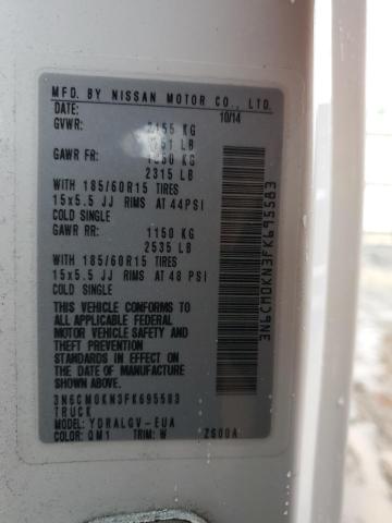 53649564 :رقم المزاد ، 3N6CM0KN3FK695583 vin ، 2015 Nissan Nv200 2.5s مزاد بيع