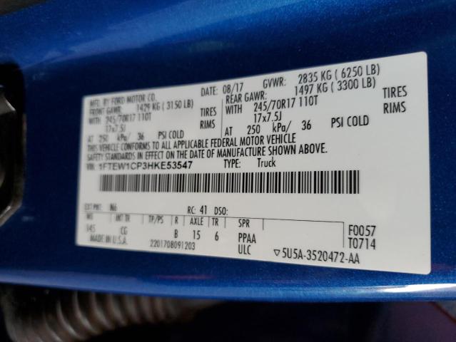 2017 Ford F150 Supercrew მანქანა იყიდება აუქციონზე, vin: 1FTEW1CP3HKE53547, აუქციონის ნომერი: 55037934