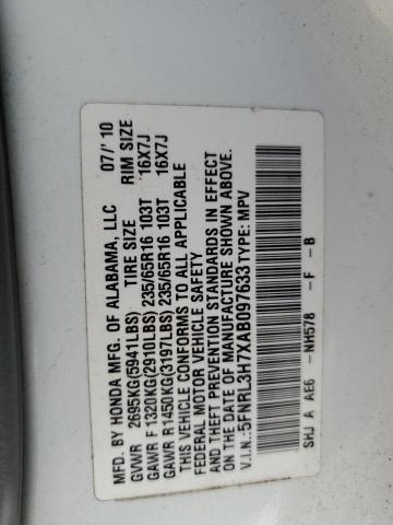 2010 Honda Odyssey Exl მანქანა იყიდება აუქციონზე, vin: 5FNRL3H7XAB097633, აუქციონის ნომერი: 57260574