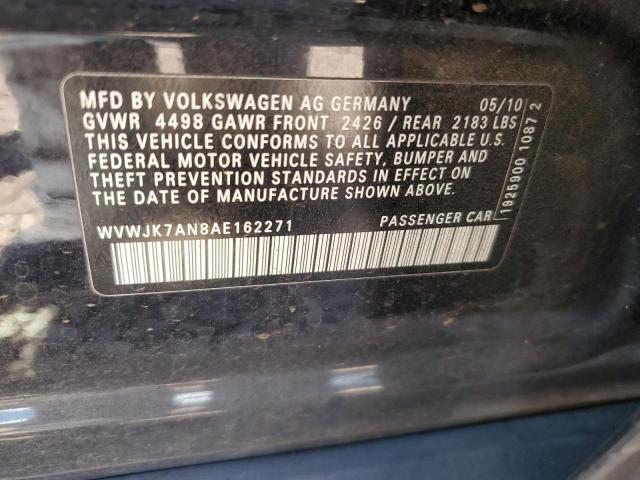 53002544 :رقم المزاد ، WVWJK7AN8AE162271 vin ، 2010 Volkswagen Passat Komfort مزاد بيع