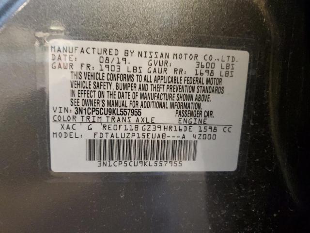 54196794 :رقم المزاد ، 3N1CP5CU9KL557955 vin ، 2019 Nissan Kicks S مزاد بيع