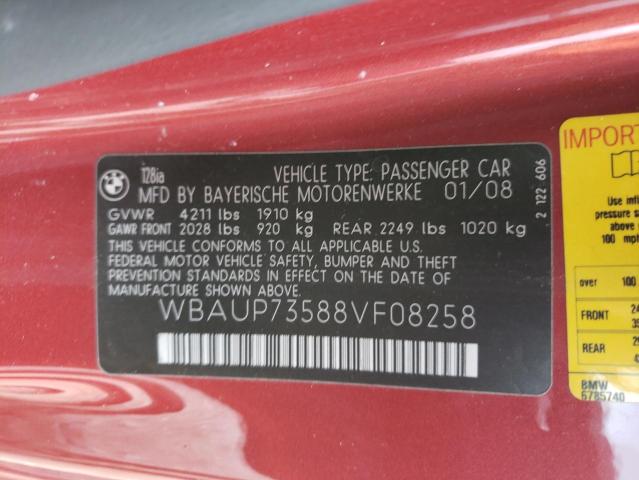 Aukcja sprzedaży 2008 Bmw 128 I, vin: WBAUP73588VF08258, numer aukcji: 54203174