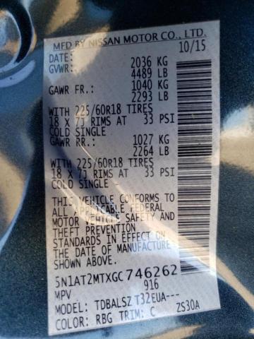 53802144 :رقم المزاد ، 5N1AT2MTXGC746262 vin ، 2016 Nissan Rogue S مزاد بيع