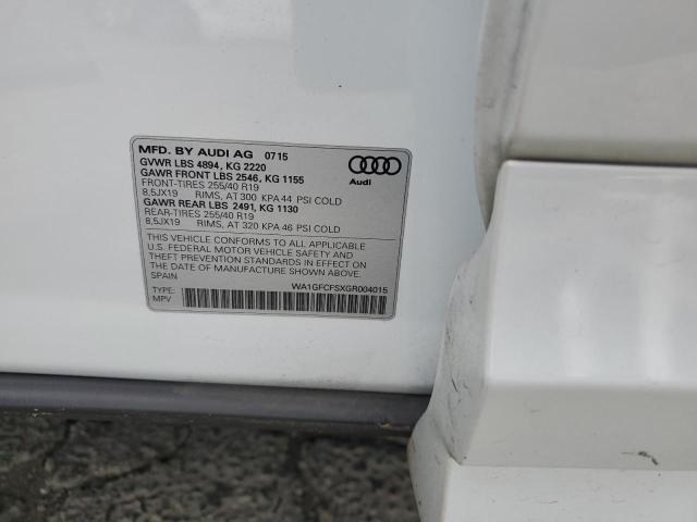 2016 Audi Q3 Prestige მანქანა იყიდება აუქციონზე, vin: WA1GFCFSXGR004015, აუქციონის ნომერი: 55546994