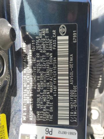 Aukcja sprzedaży 2012 Toyota Camry Base, vin: 4T4BF1FK1CR167584, numer aukcji: 55828644