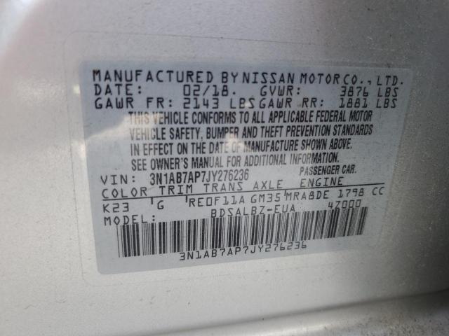 Aukcja sprzedaży 2018 Nissan Sentra S, vin: 3N1AB7AP7JY276236, numer aukcji: 53837324