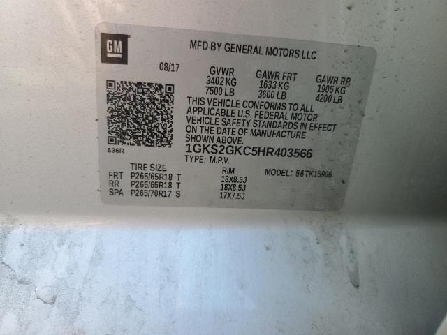 Aukcja sprzedaży 2017 Gmc Yukon Xl, vin: 1GKS2GKC5HR403566, numer aukcji: 55356065