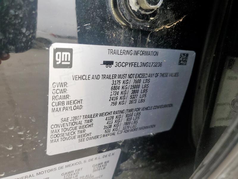 2022 Chevrolet Silverado მანქანა იყიდება აუქციონზე, vin: 3GCPYFEL3NG173236, აუქციონის ნომერი: 58239875