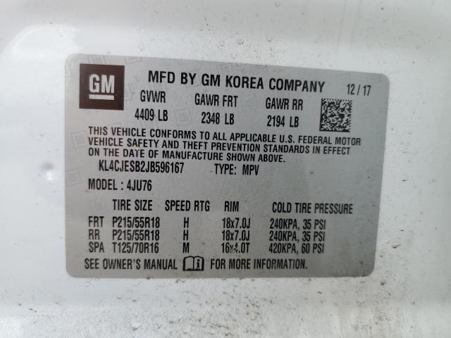 Продаж на аукціоні авто 2018 Buick Encore, vin: KL4CJESB2JB596167, номер лоту: 57015335